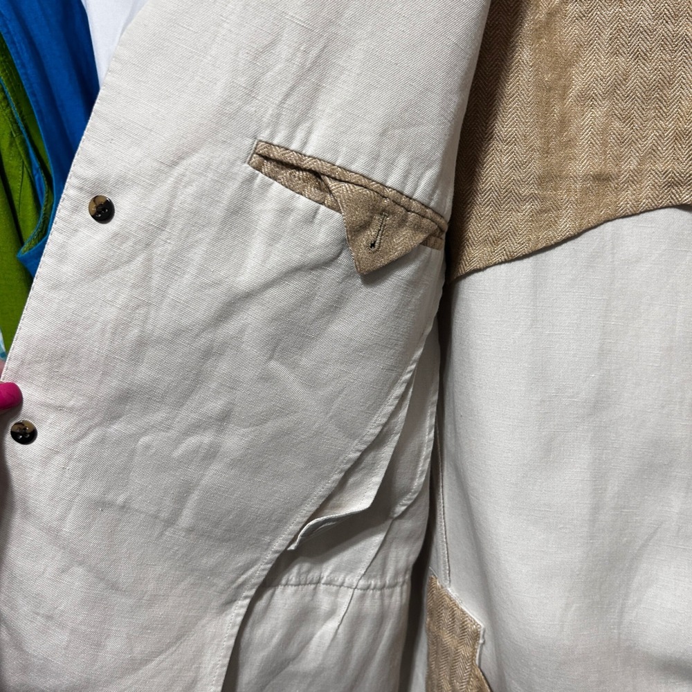 Brooks Brothers Men Linen Cotton Blazer Jacket L Beige 3 Button‎ Sports Coat - Picture 6 of 11